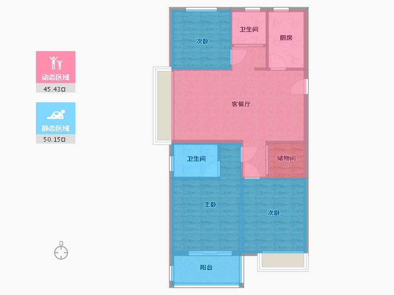 浙江省-绍兴市-水韵蓝湾-86.56-户型库-动静分区