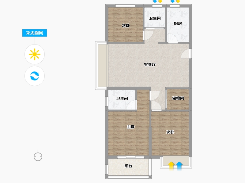 浙江省-绍兴市-水韵蓝湾-86.56-户型库-采光通风