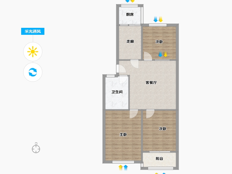 河南省-郑州市-金河小区-84.00-户型库-采光通风