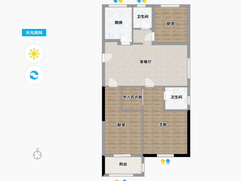 福建省-福州市-象珑公馆-96.00-户型库-采光通风