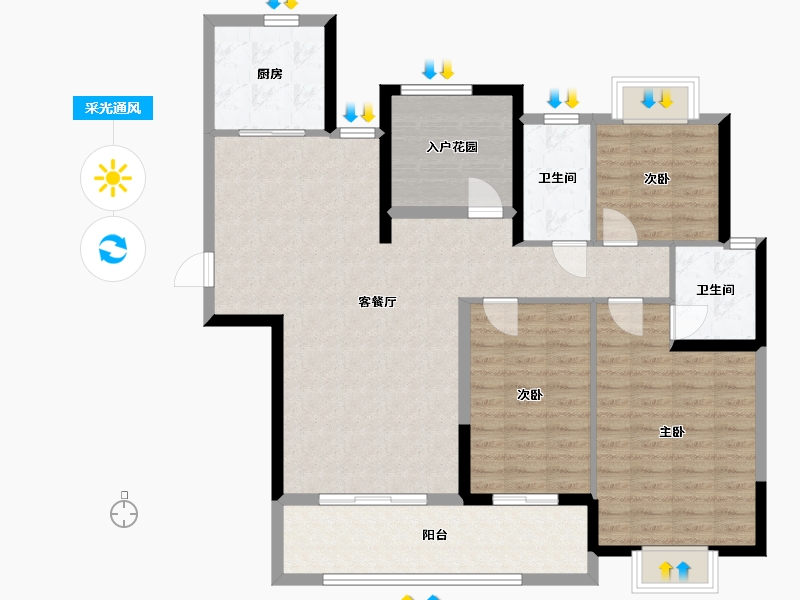 湖南省-长沙市-中建·和悦宸光-114.40-户型库-采光通风