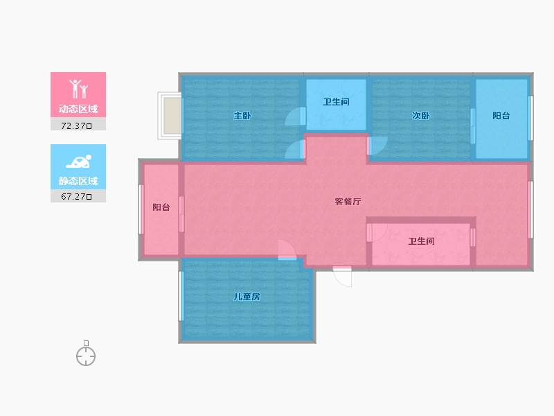 山西省-阳泉市-御康山庄3期-125.06-户型库-动静分区