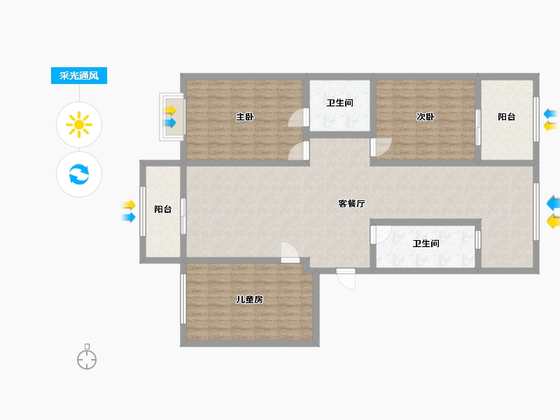 山西省-阳泉市-御康山庄3期-125.06-户型库-采光通风