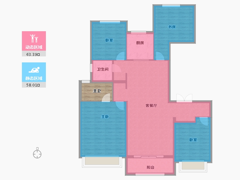 陕西省-西安市-绿城·江城阅-114.40-户型库-动静分区