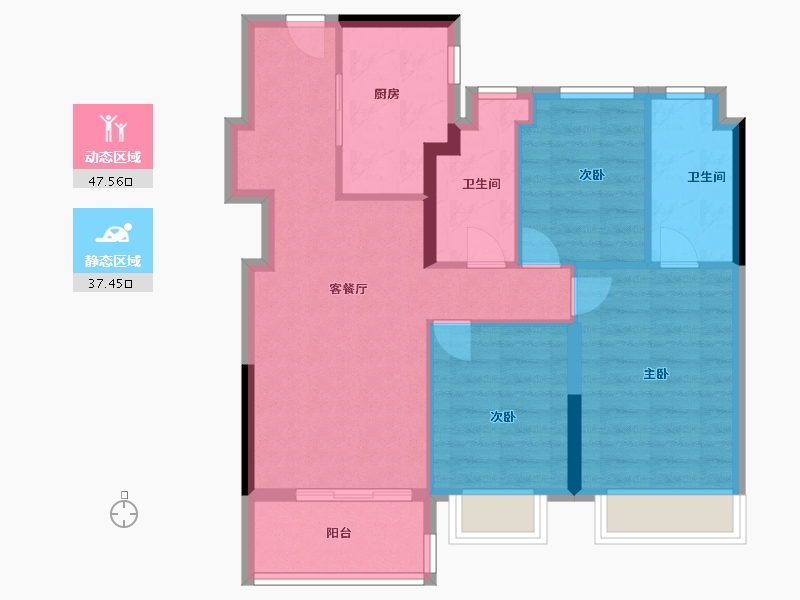 上海-上海市-中铁建万科朗拾花语-76.00-户型库-动静分区