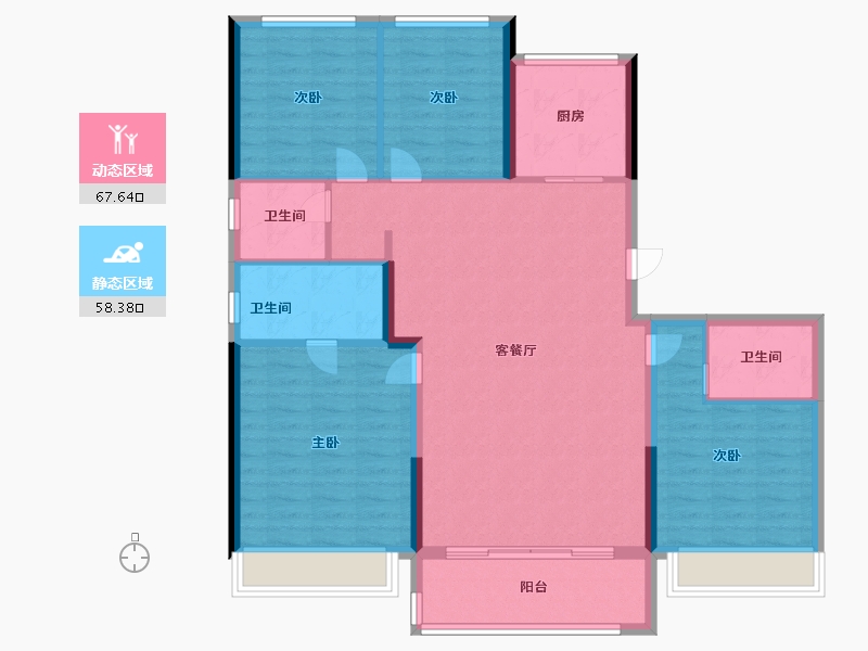 江苏省-徐州市-保利建发天瑞-114.40-户型库-动静分区