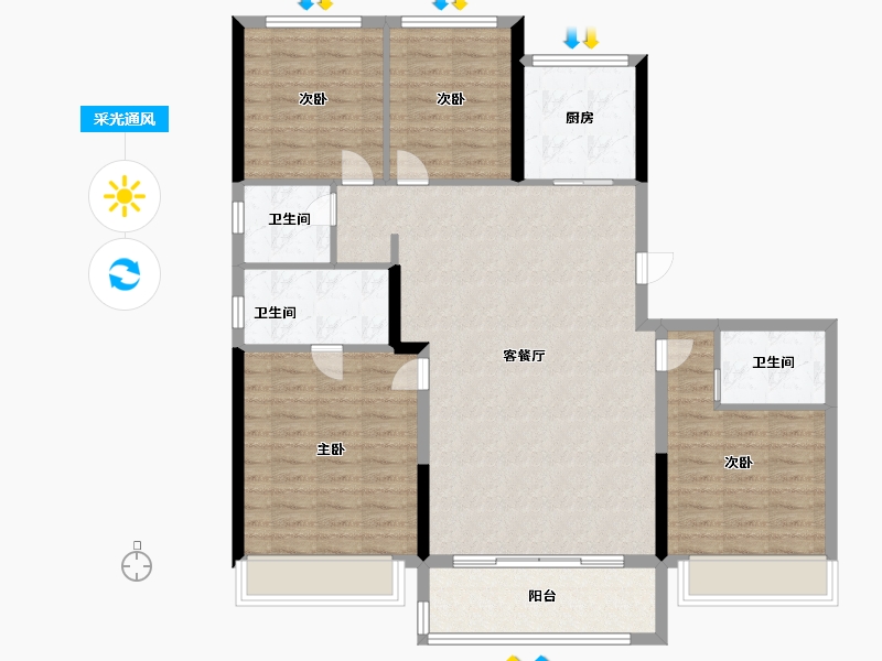 江苏省-徐州市-保利建发天瑞-114.40-户型库-采光通风