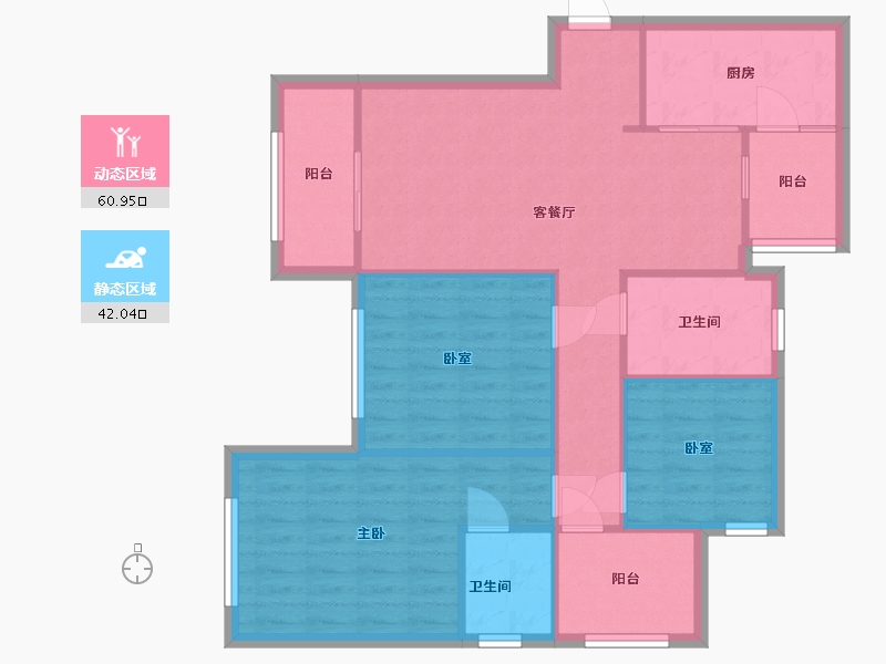 重庆-重庆市-荣盛滨江华府2期-85.00-户型库-动静分区