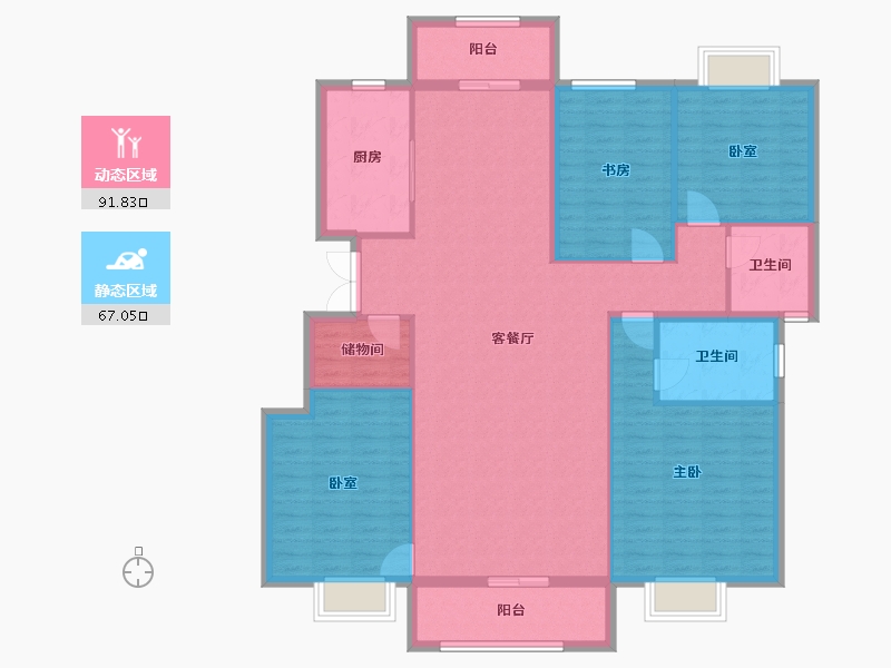 云南省-曲靖市-荣海一号小区-128.00-户型库-动静分区