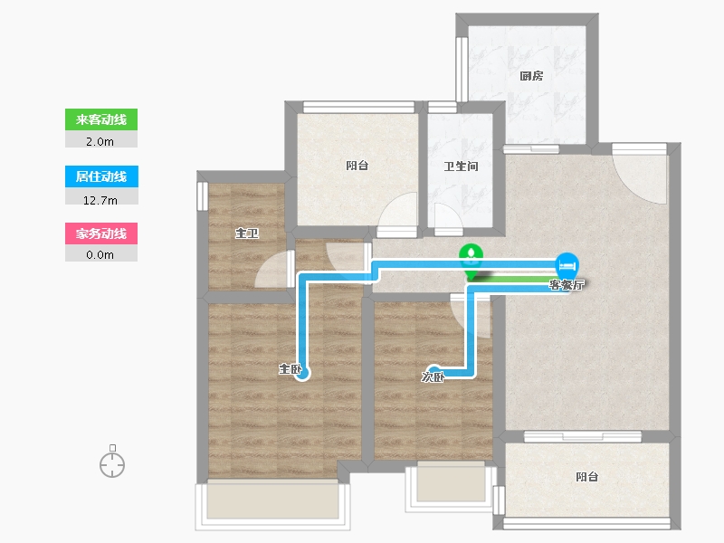 广东省-中山市-上乘·蓝岸-70.40-户型库-动静线