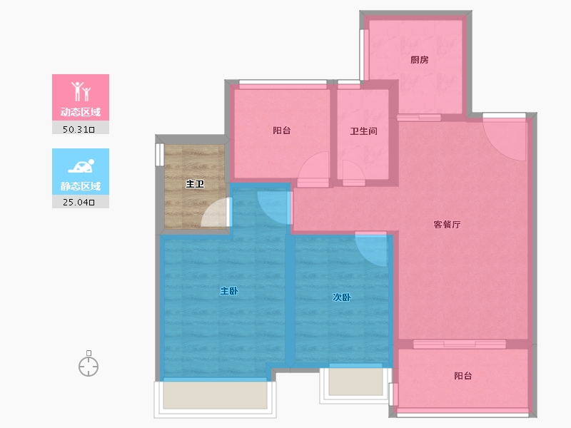 广东省-中山市-上乘·蓝岸-70.40-户型库-动静分区