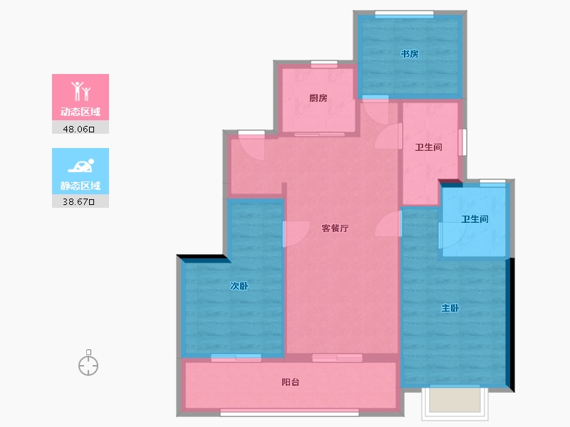 浙江省-杭州市-地铁越秀·星漫云渚-77.67-户型库-动静分区