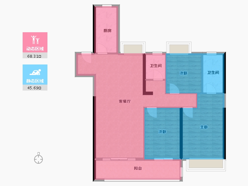 湖北省-武汉市-融创静雲府-103.20-户型库-动静分区