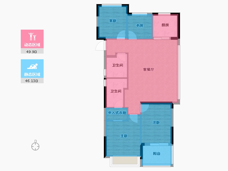 浙江省-杭州市-绿翠芳映轩-86.61-户型库-动静分区