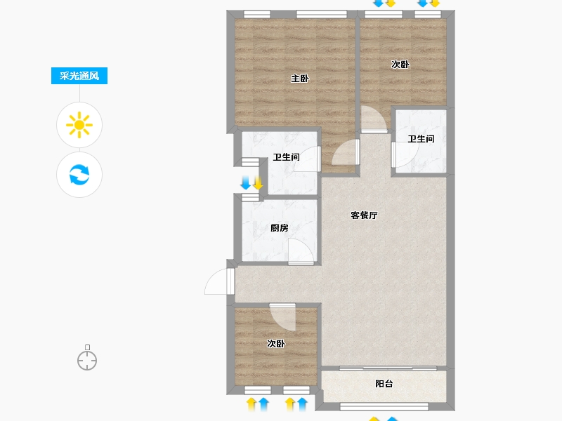 广东省-广州市-祈福新村C区-67.27-户型库-采光通风