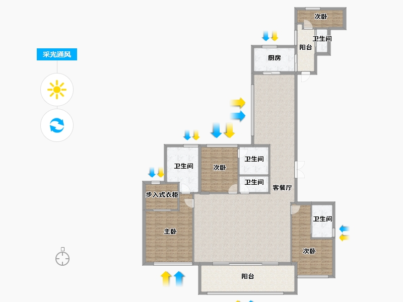 海南省-海口市-罗牛山·玖悦台-205.01-户型库-采光通风