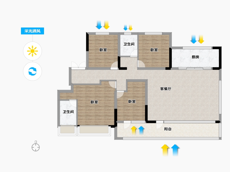 山东省-聊城市-财信·雲境-134.40-户型库-采光通风