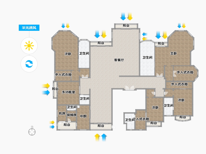 广东省-广州市-星河湾·半岛五號-610.67-户型库-采光通风