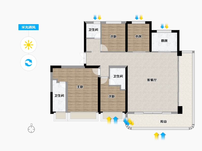 陕西省-西安市-鼎诚御峰里-138.56-户型库-采光通风