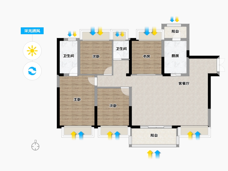 四川省-成都市-成都万达1号-112.67-户型库-采光通风