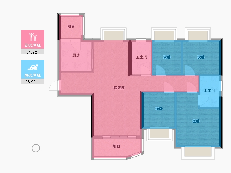 湖北省-孝感市-东城河畔-101.49-户型库-动静分区