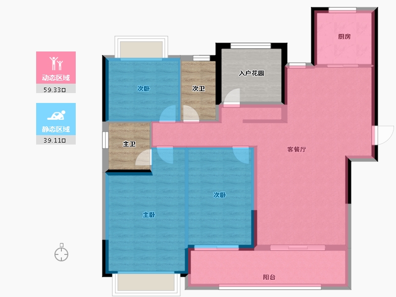 湖南省-长沙市-中建·和悦宸光-103.01-户型库-动静分区