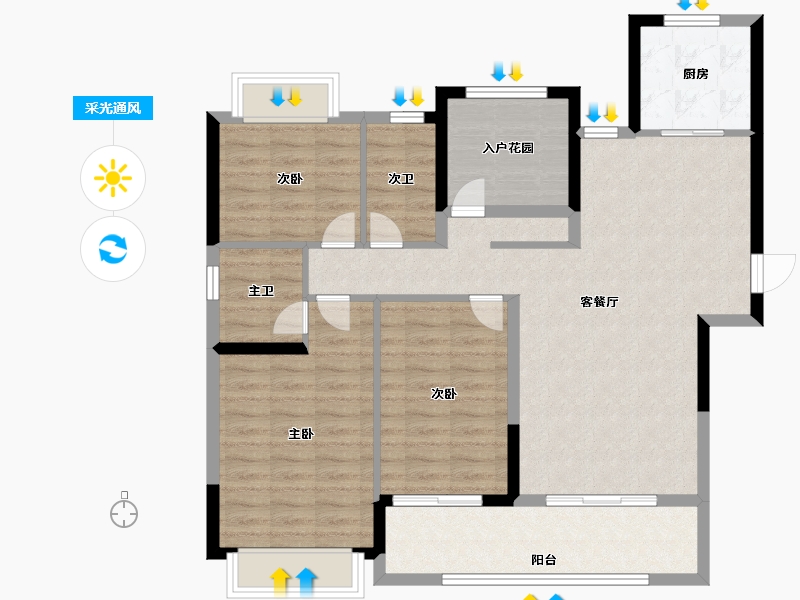 湖南省-长沙市-中建·和悦宸光-103.01-户型库-采光通风