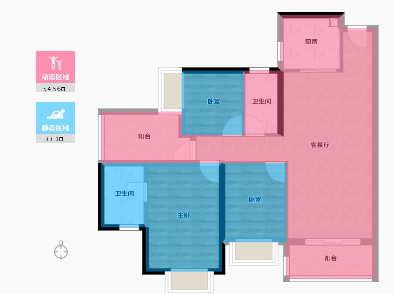 广东省-珠海市-华发水岸新城·水岸华府-77.82-户型库-动静分区