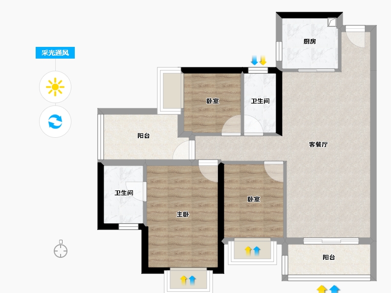 广东省-珠海市-华发水岸新城·水岸华府-77.82-户型库-采光通风