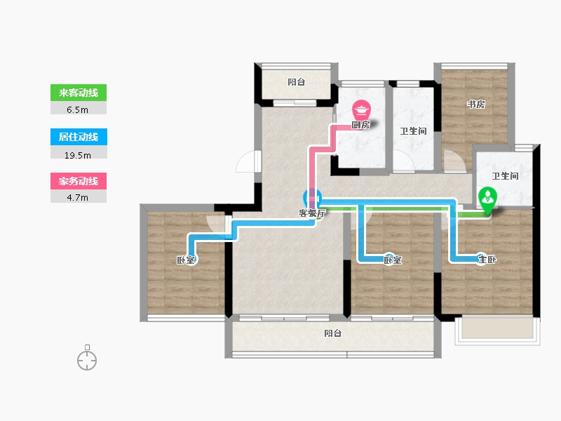 四川省-绵阳市-臻溪叠院-95.84-户型库-动静线