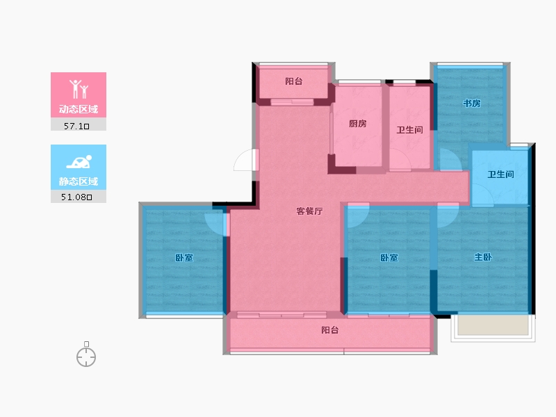 四川省-绵阳市-臻溪叠院-95.84-户型库-动静分区