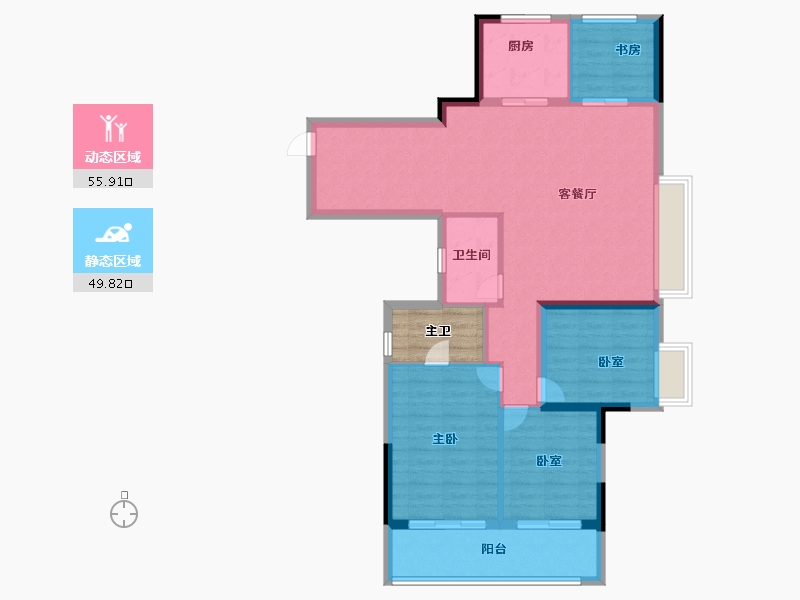 浙江省-宁波市-中海·玖樾-99.20-户型库-动静分区