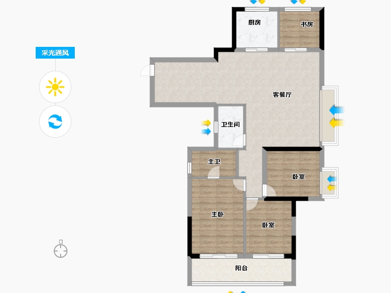 浙江省-宁波市-中海·玖樾-99.20-户型库-采光通风