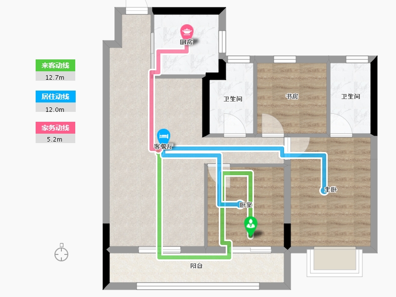 陕西省-西安市-华润置地港悦城嘉悦-71.65-户型库-动静线