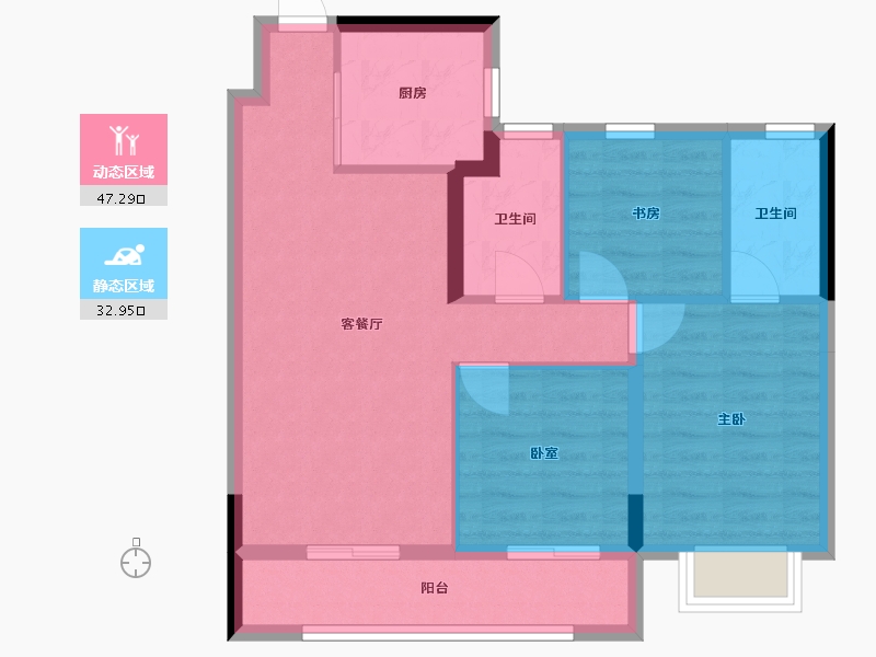 陕西省-西安市-华润置地港悦城嘉悦-71.65-户型库-动静分区