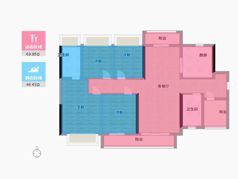 广东省-广州市-龙湖金地天峰-103.20-户型库-动静分区