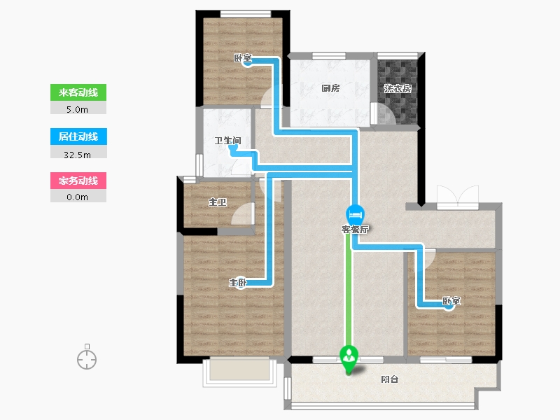 陕西省-榆林市-柏贤府-104.80-户型库-动静线