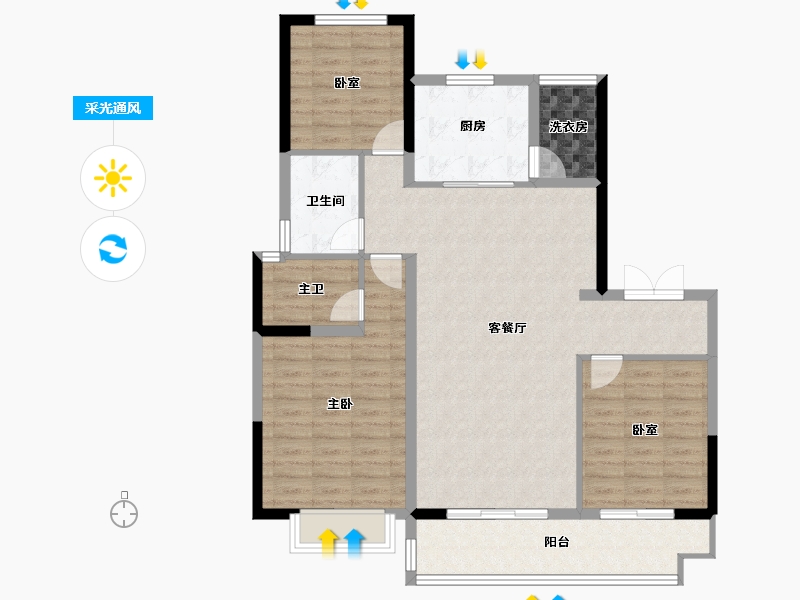 陕西省-榆林市-柏贤府-104.80-户型库-采光通风