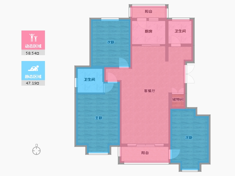 甘肃省-定西市-宏安尚品-93.70-户型库-动静分区