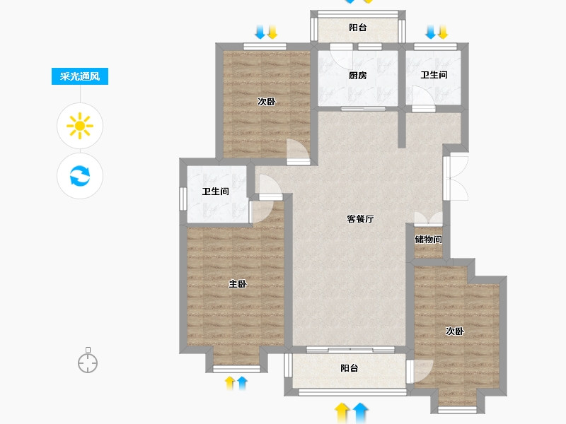 甘肃省-定西市-宏安尚品-93.70-户型库-采光通风