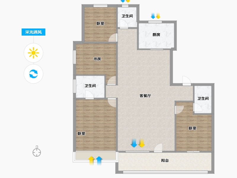 山东省-滨州市-富海观岳-141.95-户型库-采光通风