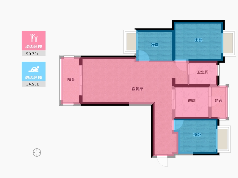 云南省-昆明市-佳兆业城市广场-66.15-户型库-动静分区