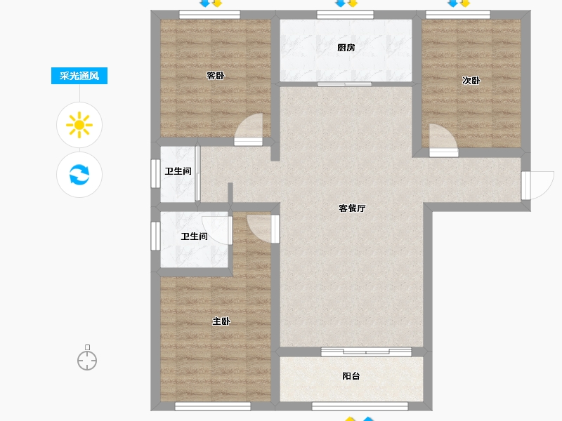 陕西省-西安市-城市风景-84.54-户型库-采光通风