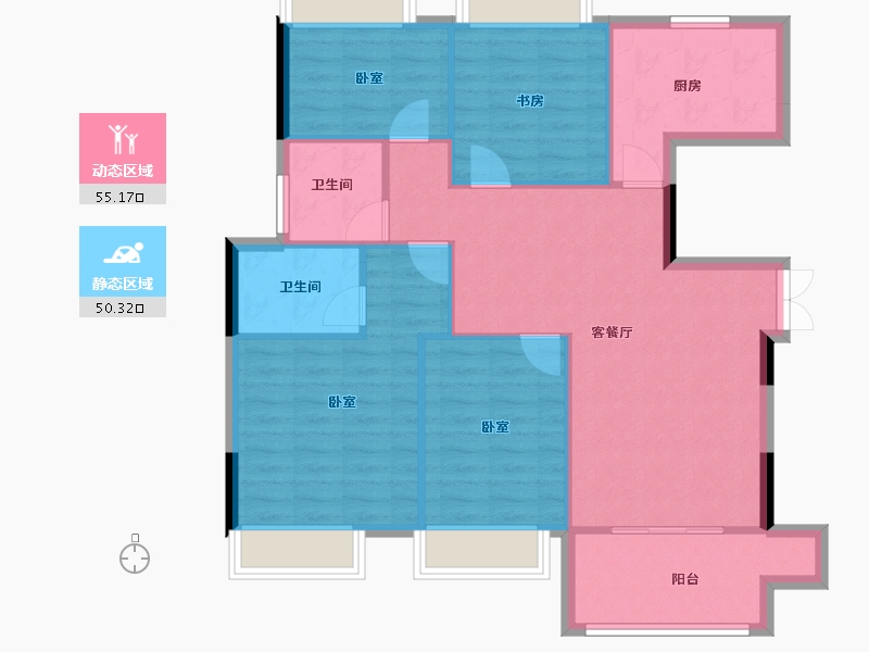 江苏省-常州市-旭辉都会江来-95.96-户型库-动静分区