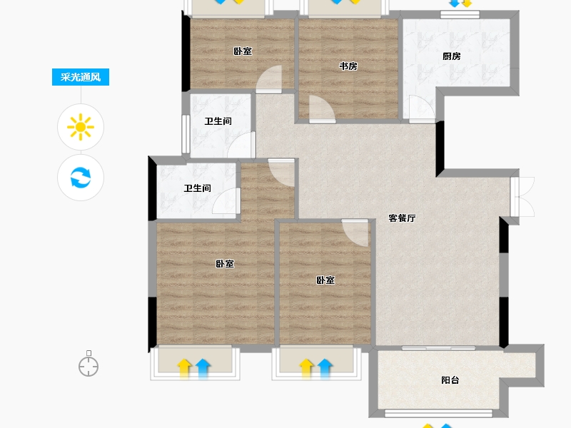 江苏省-常州市-旭辉都会江来-95.96-户型库-采光通风