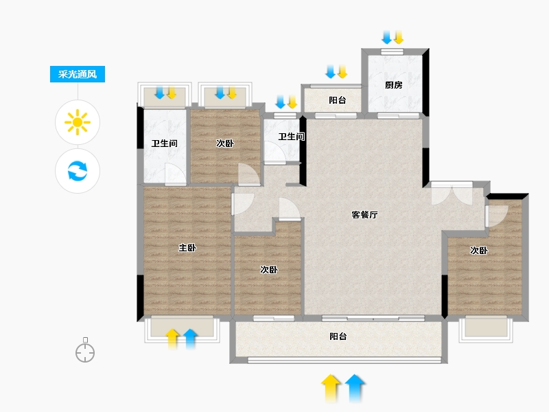 浙江省-杭州市-建发汇成养云-124.80-户型库-采光通风