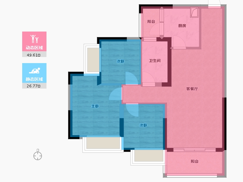 四川省-成都市-恒大滨河左岸二期-76.80-户型库-动静分区