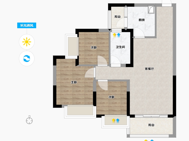 四川省-成都市-恒大滨河左岸二期-76.80-户型库-采光通风