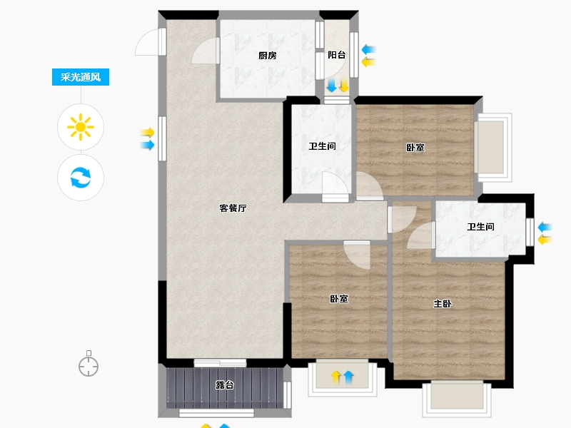 广东省-珠海市-澳门新街坊-86.00-户型库-采光通风