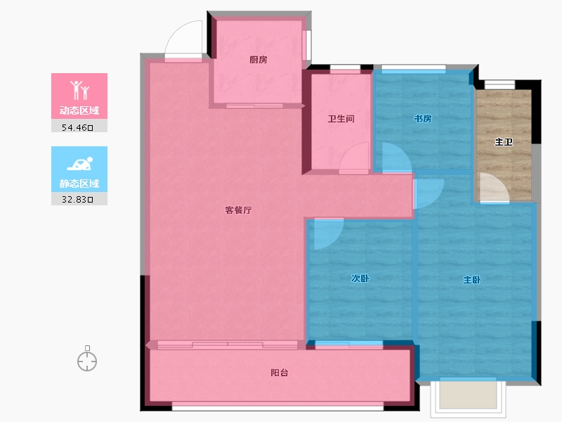 浙江省-宁波市-华润置地·润樾-84.27-户型库-动静分区